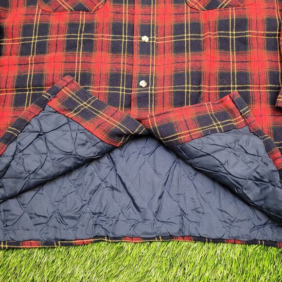 Vintage 90s MOD Western Plaid Wool Jacket Large 24x30 Shacket - Picture 11 of 12